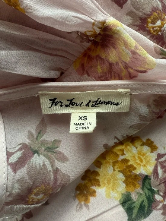 For Love & Lemons Silk Floral Mini Dress - Lace, Buttons, Puff Sleeves - XS - Picture 2 of 10